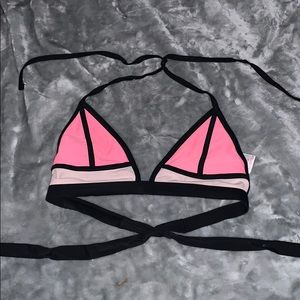 Pink triangle bikini top medium